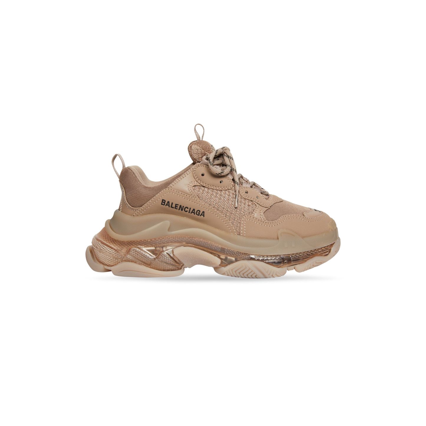 WOMEN'S TRIPLE S CLEAR SOLE SNEAKER IN BROWN