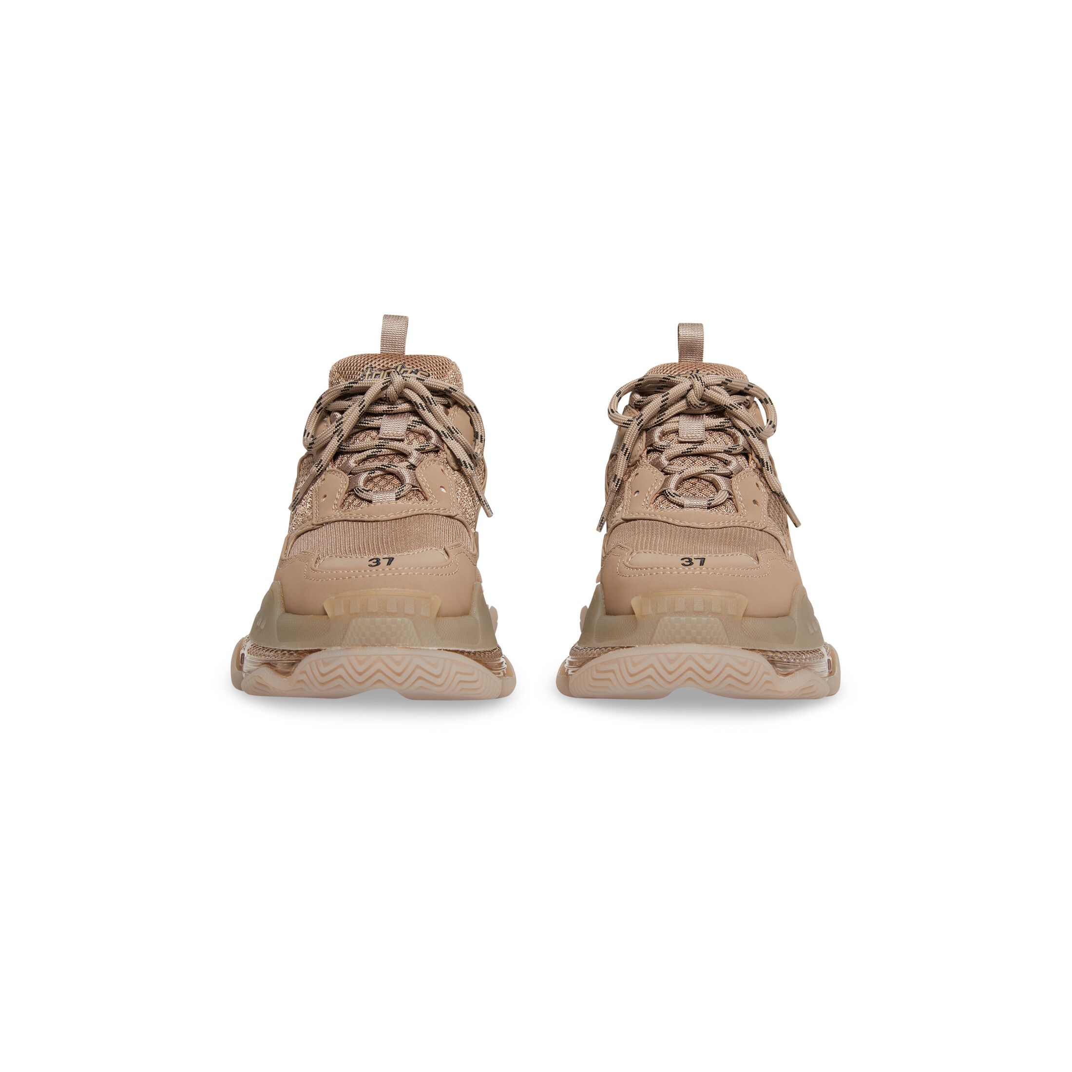 WOMEN'S TRIPLE S CLEAR SOLE SNEAKER IN BROWN