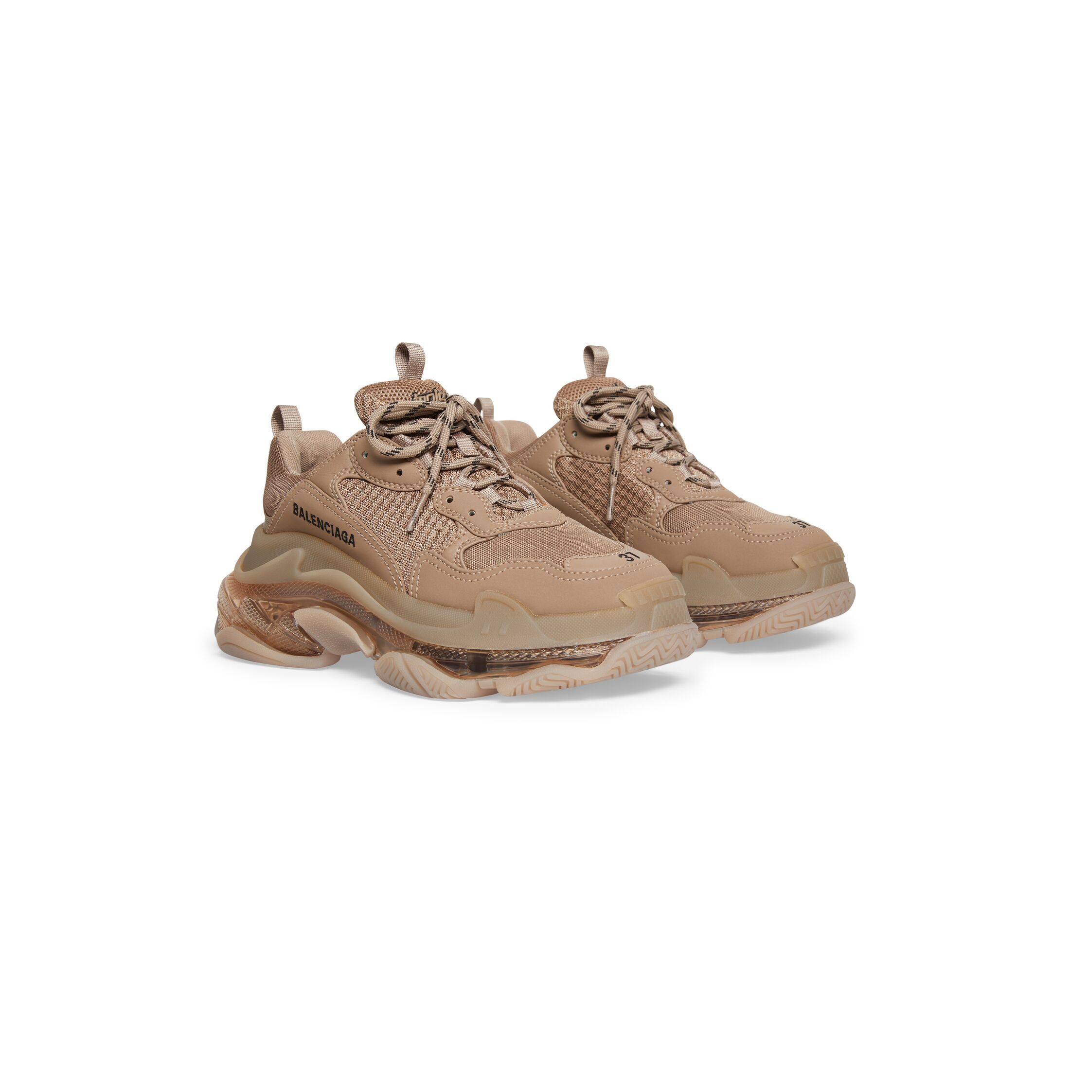 WOMEN'S TRIPLE S CLEAR SOLE SNEAKER IN BROWN