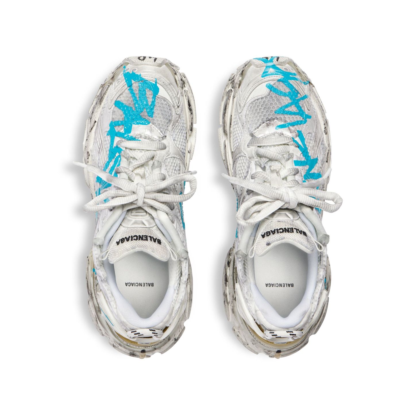 WOMEN'S RUNNER GRAFFITI SNEAKER IN WHITE/BLUE
