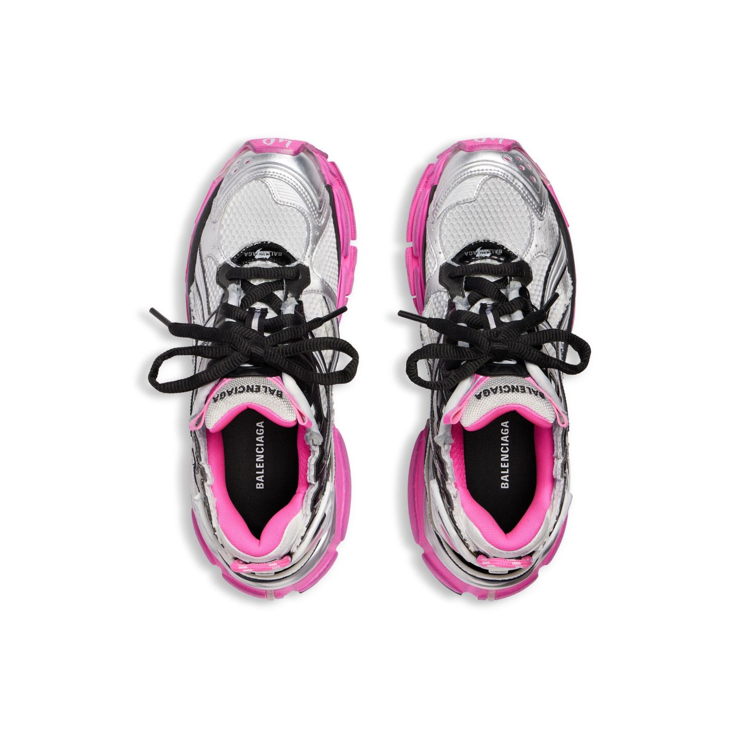 WOMEN'S RUNNER SNEAKER IN SILVER/BLACK/NEON-PINK