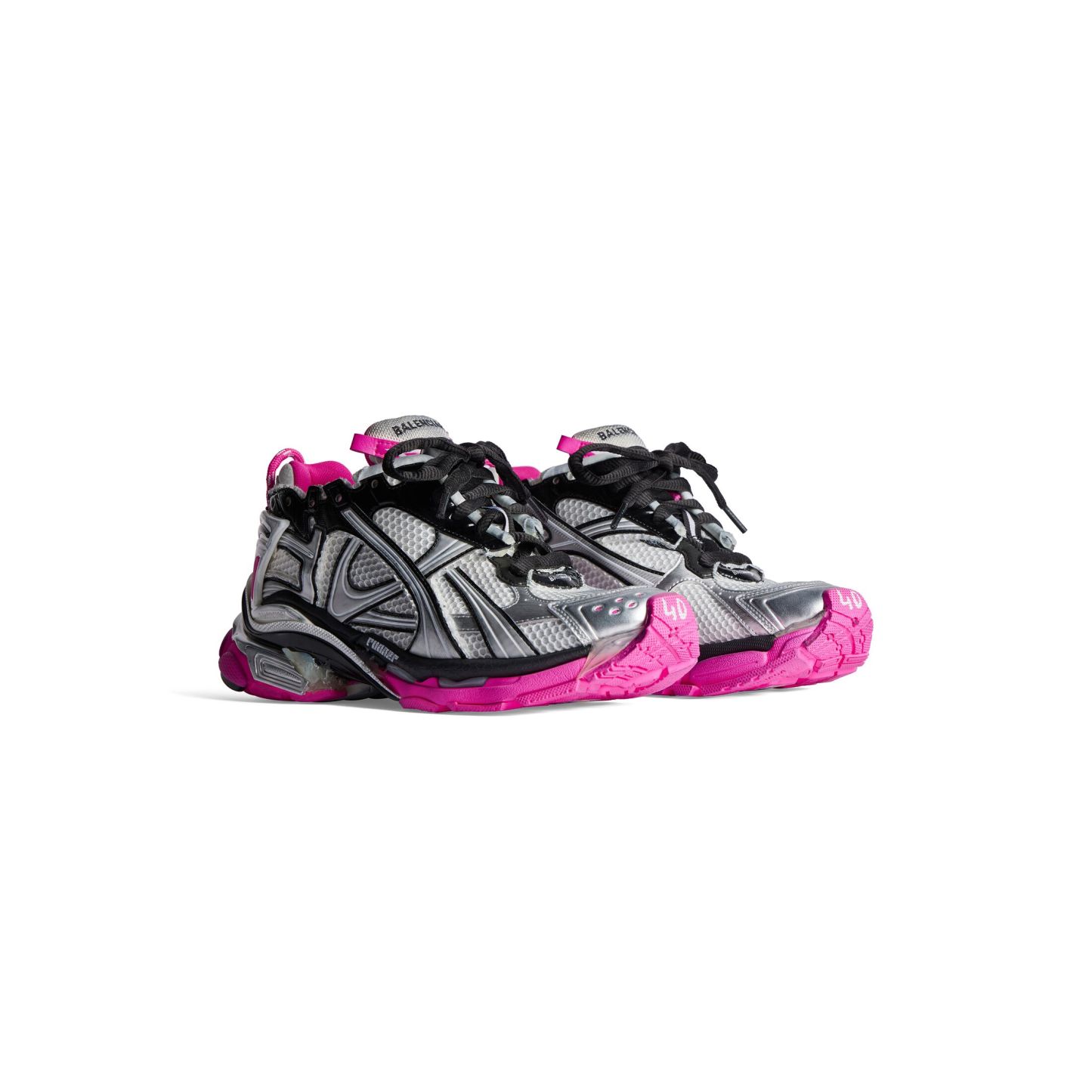 WOMEN'S RUNNER SNEAKER IN SILVER/BLACK/NEON-PINK