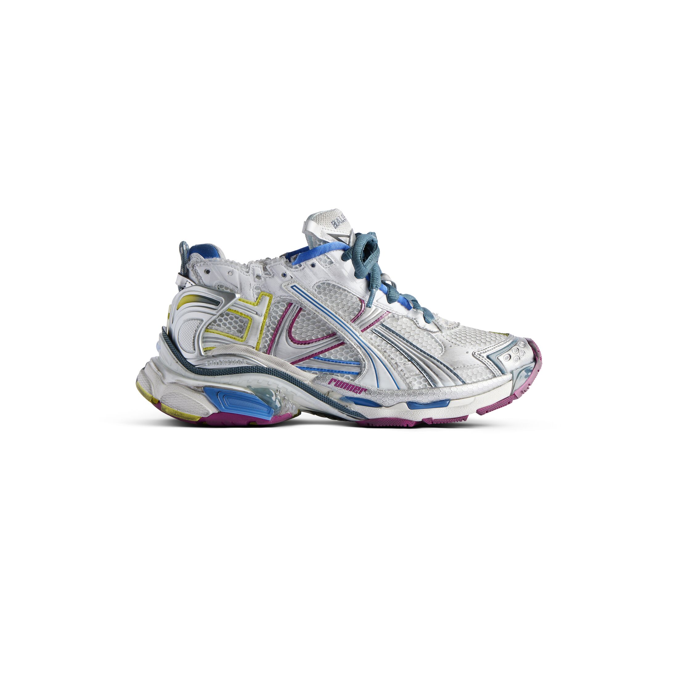 WOMEN'S RUNNER SNEAKER IN WHITE/BLUE/PURPLE/YELLOW