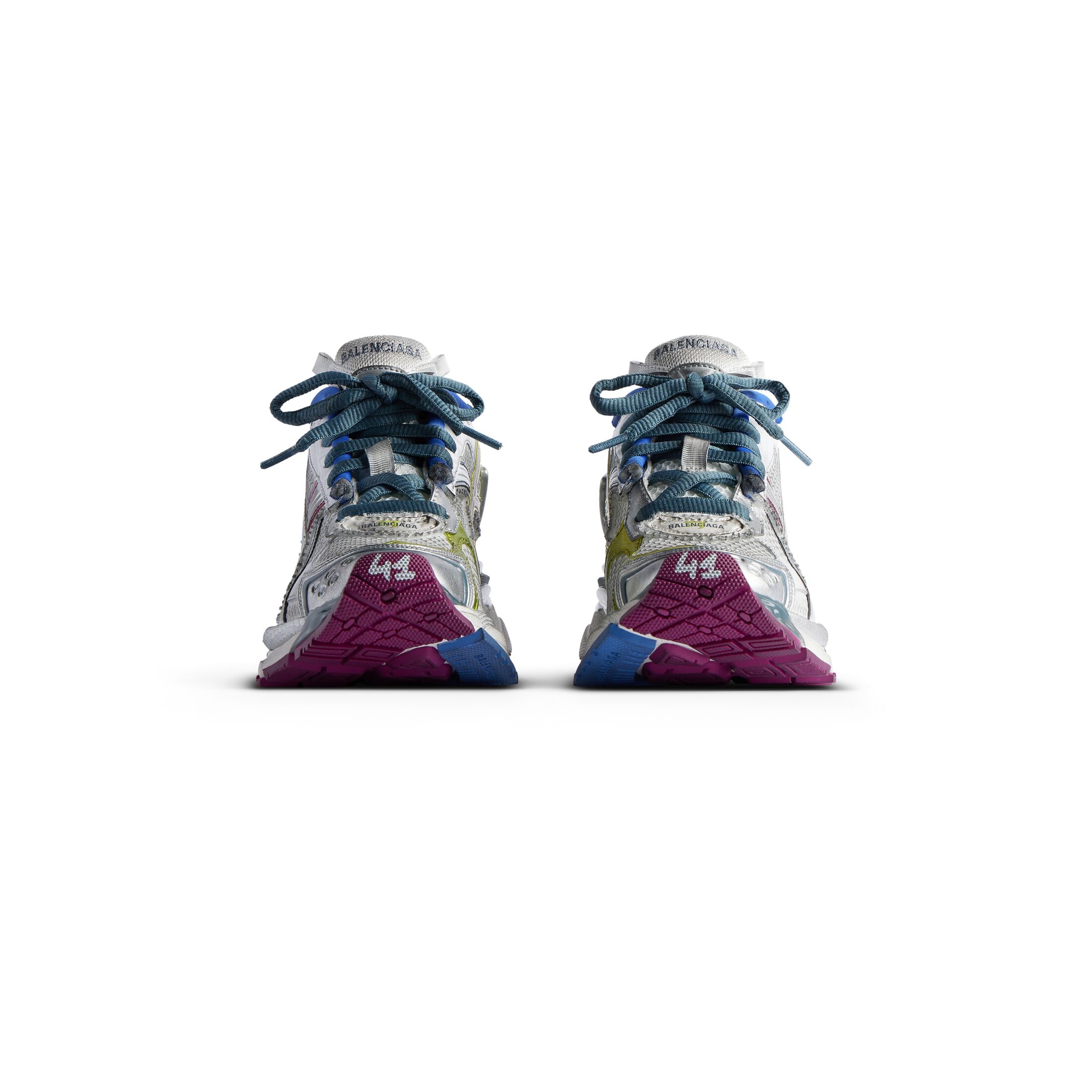 WOMEN'S RUNNER SNEAKER IN WHITE/BLUE/PURPLE/YELLOW