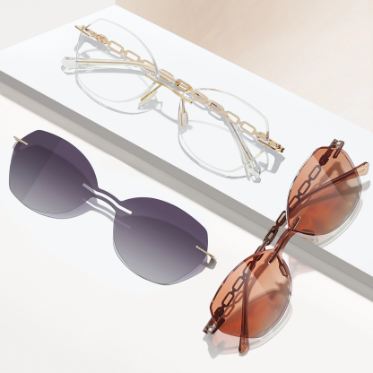 Abina-Rimless prescription optical glasses for women with magnetic polarizing lens set-7212