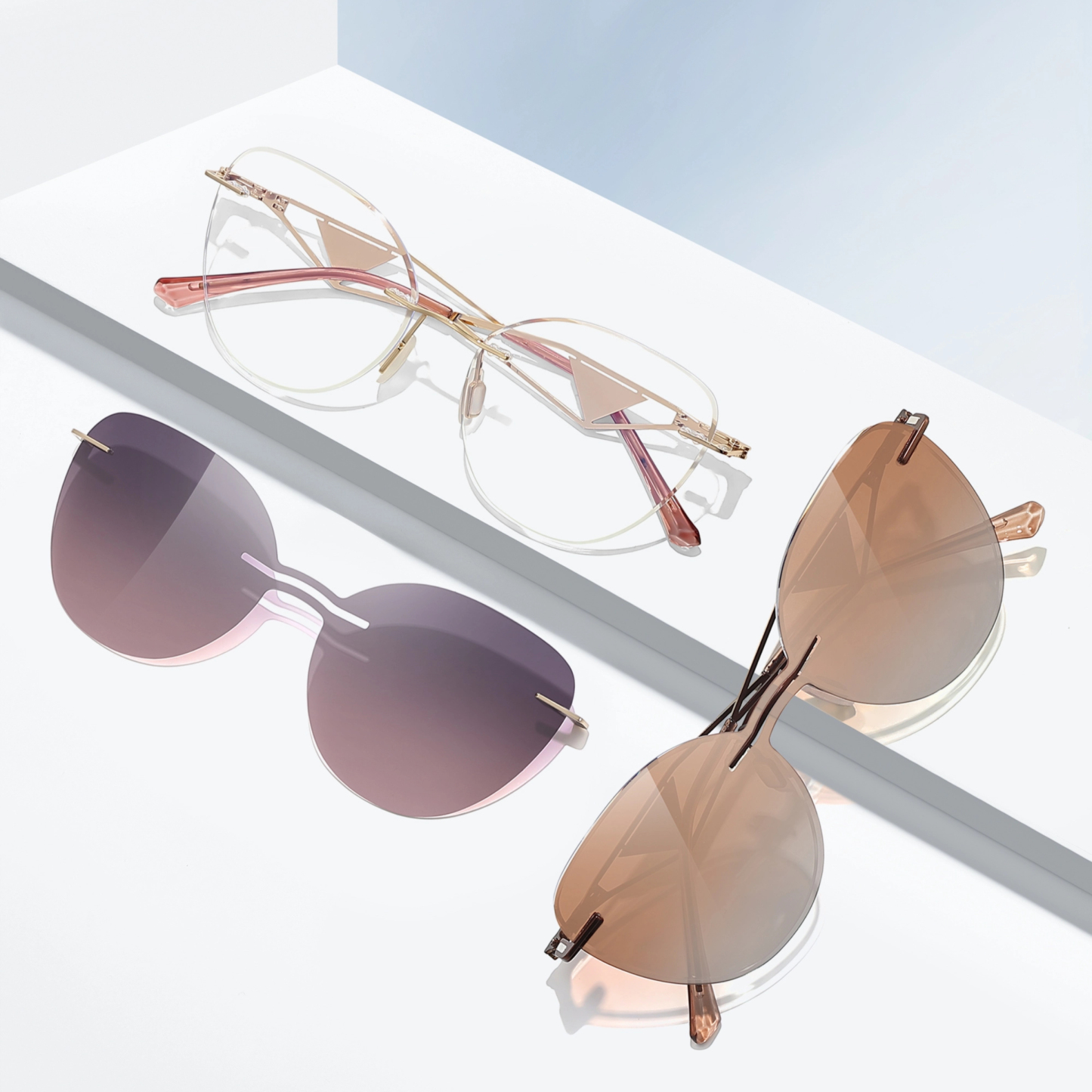 Adalia-Rimless prescription optical glasses for women with magnetic polarizing lens set-7211