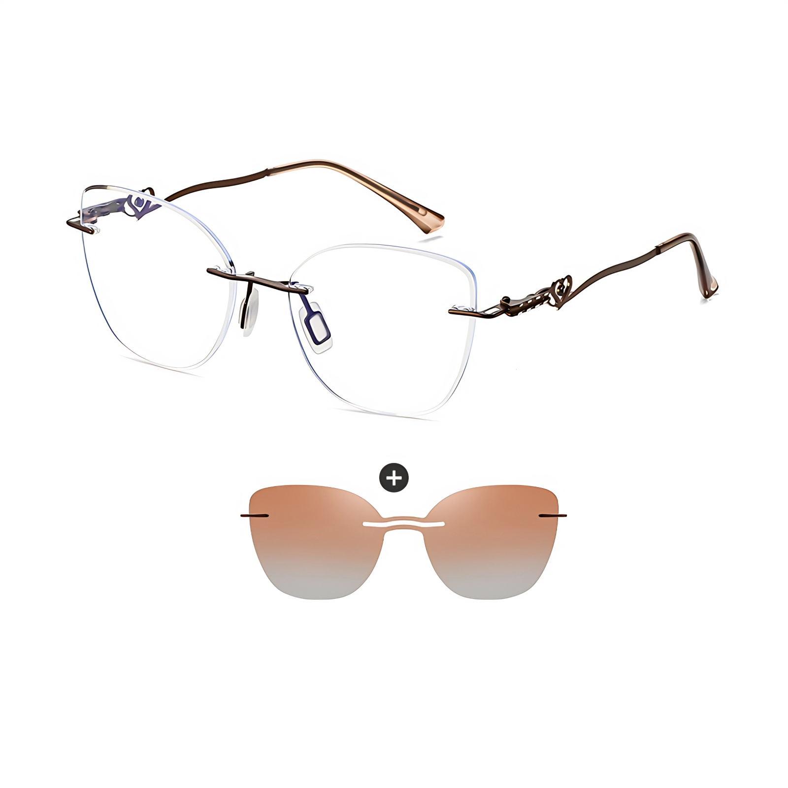 Kat-Women's rimless magnetic polarizing set is available with prescrip