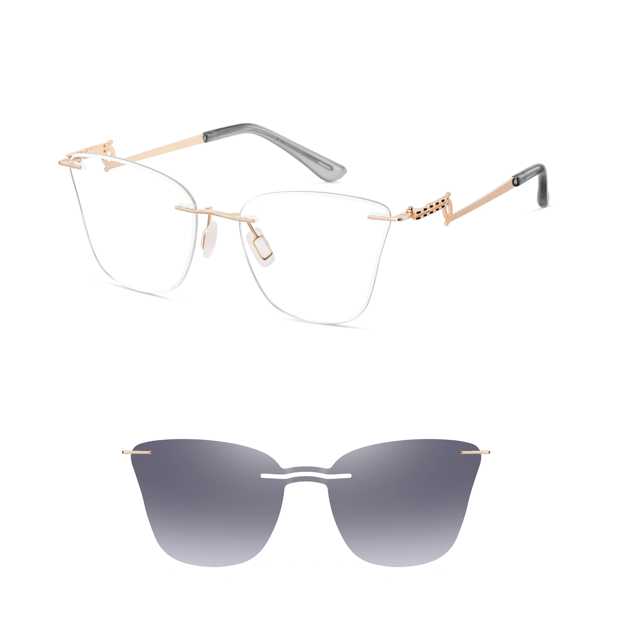 Antonia-Rimless prescription optical glasses for women with magnetic polarizing lens set-7203