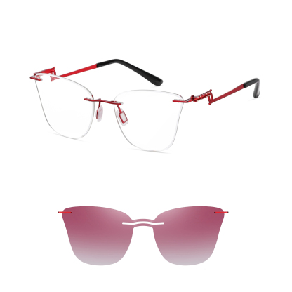 Antonia-Rimless prescription optical glasses for women with magnetic polarizing lens set-7203
