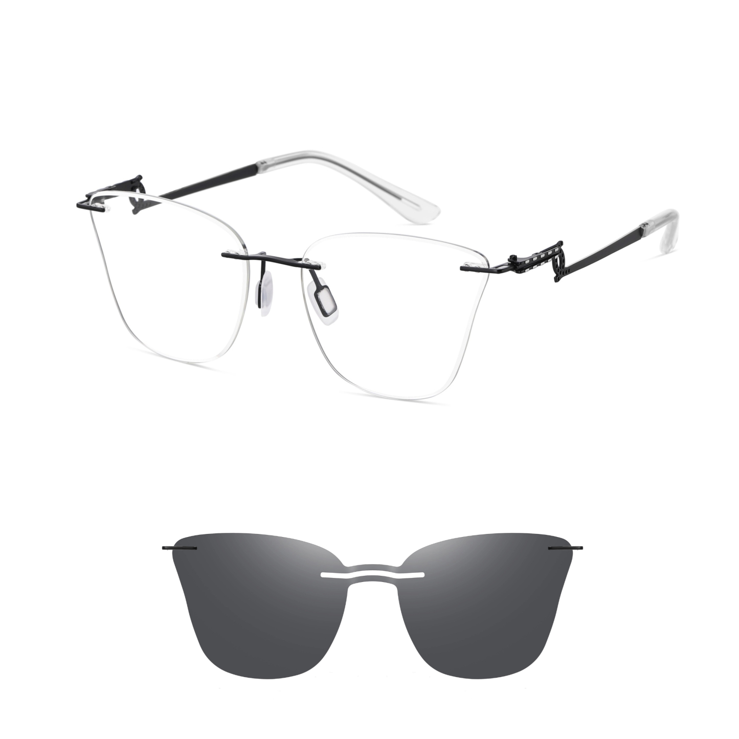 Antonia-Rimless prescription optical glasses for women with magnetic polarizing lens set-7203