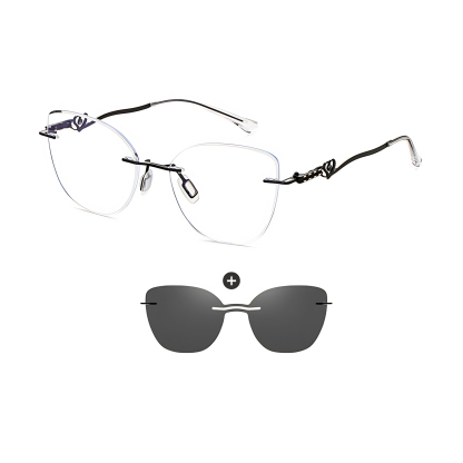 Kat-Women's rimless magnetic polarizing set is available with prescription lens-7207