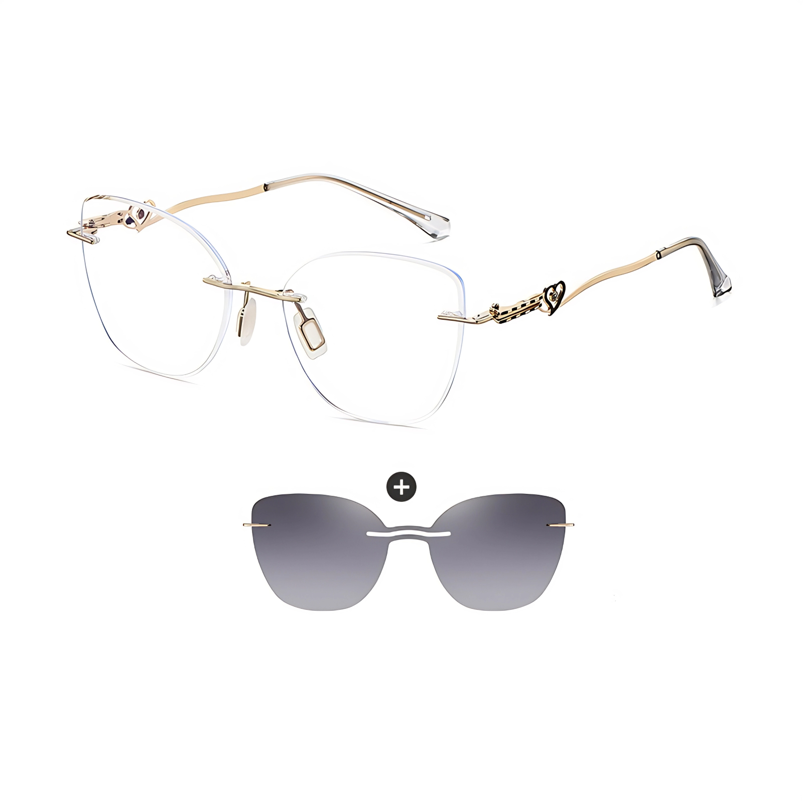 Kat-Women's rimless magnetic polarizing set is available with prescription lens-7207