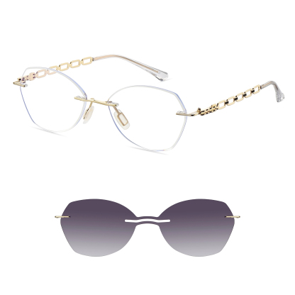 Abina-Rimless prescription optical glasses for women with magnetic polarizing lens set-7212