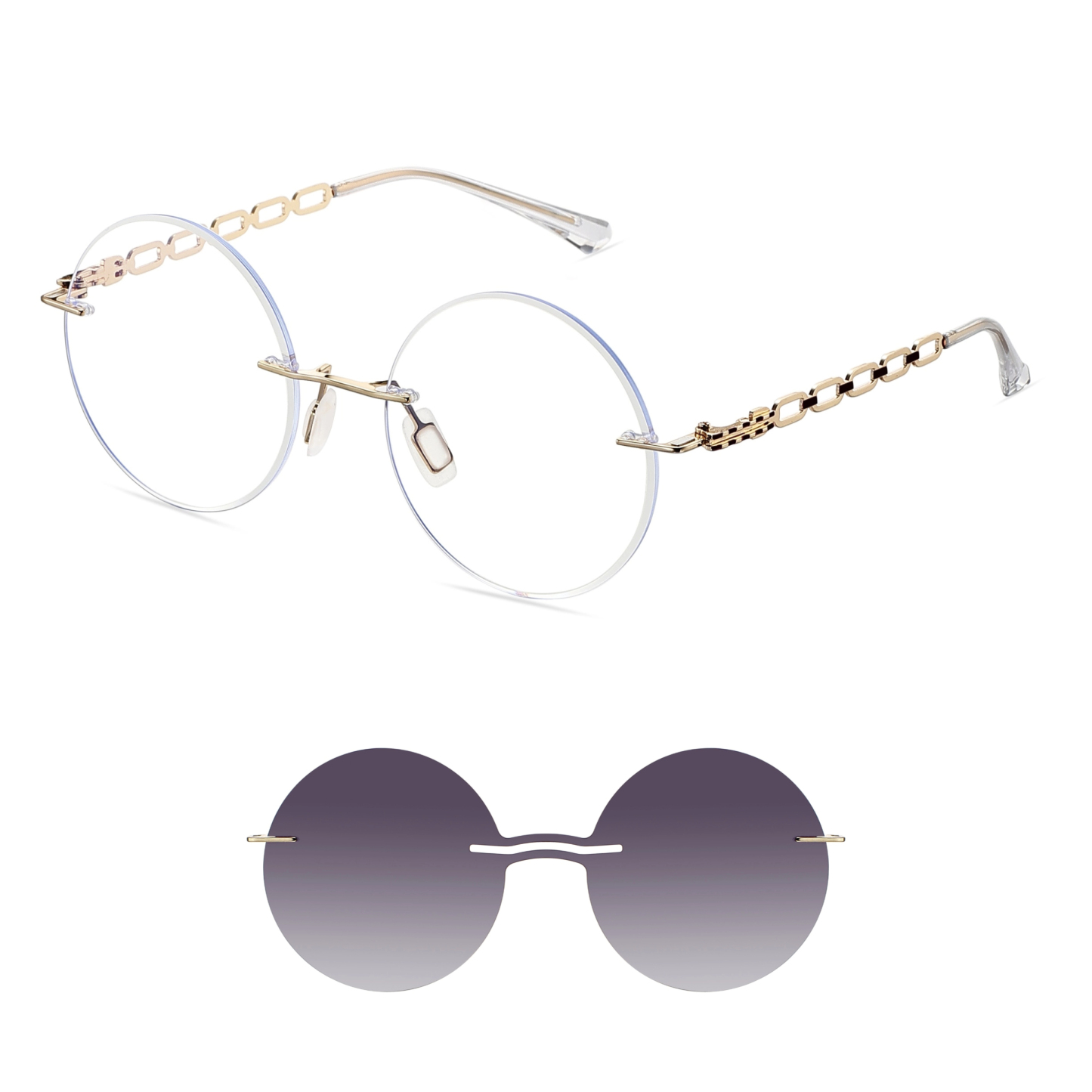 Adelaide-Rimless prescription optical glasses for women with magnetic 