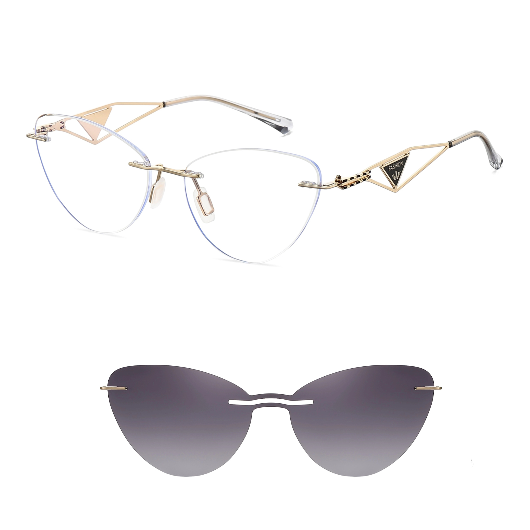 Abigail-Rimless prescription optical glasses for women with magnetic p