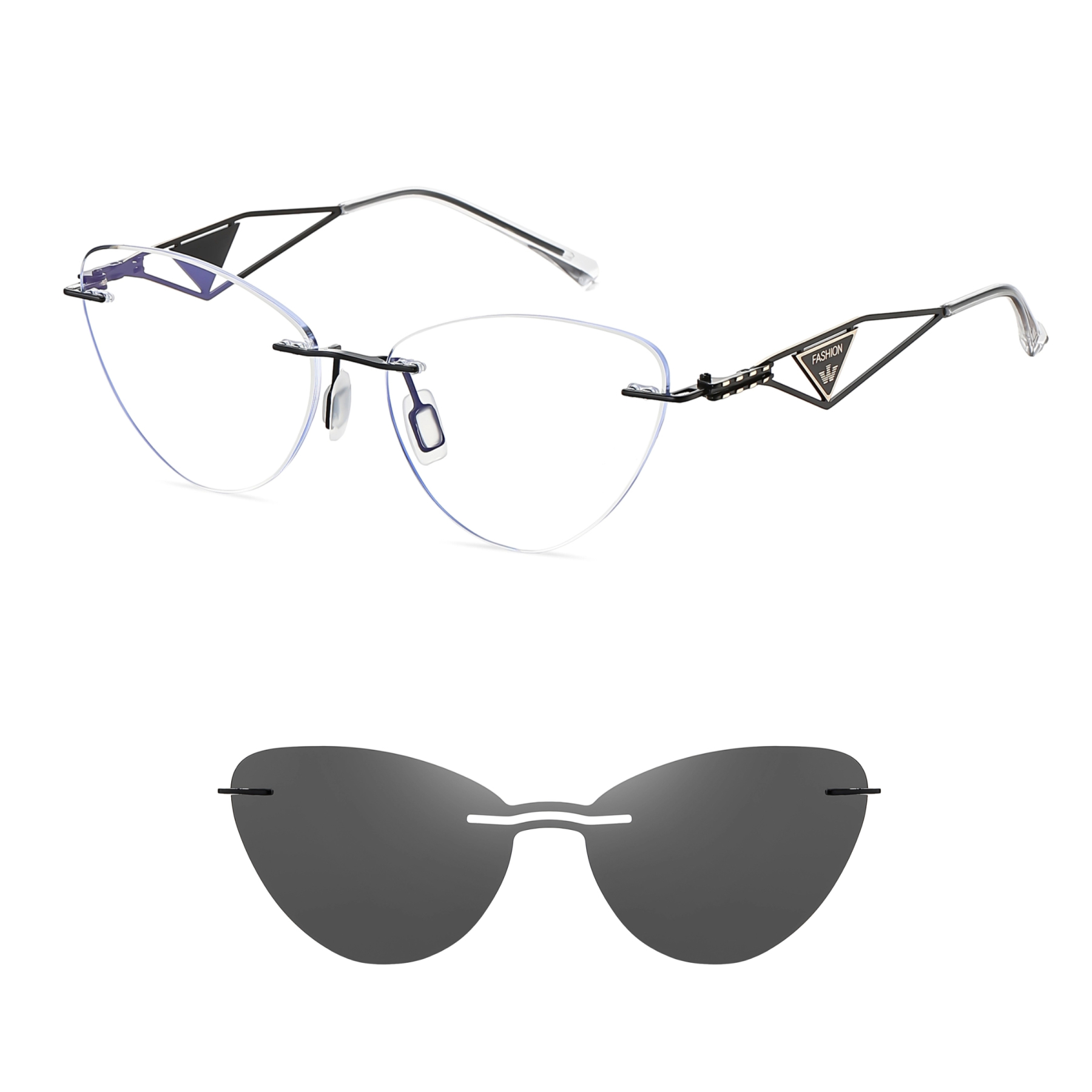 Abigail-Rimless prescription optical glasses for women with magnetic p