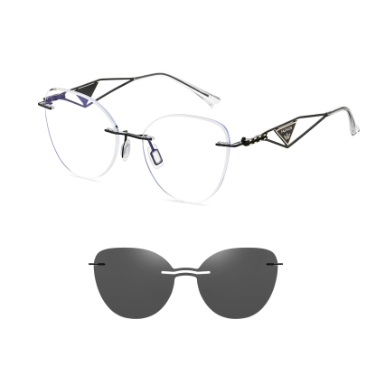 Adalia-Rimless prescription optical glasses for women with magnetic polarizing lens set-7211