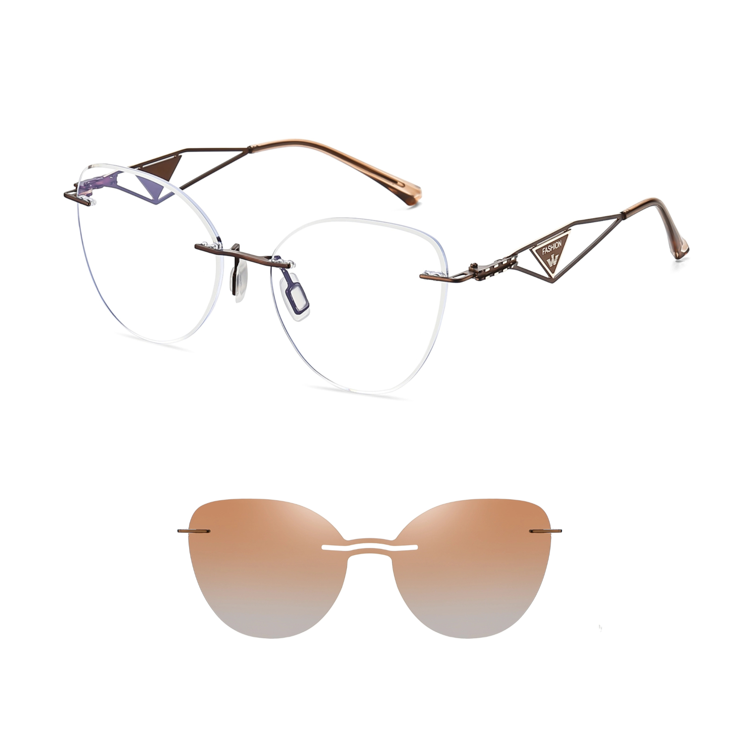 Adalia-Rimless prescription optical glasses for women with magnetic polarizing lens set-7211