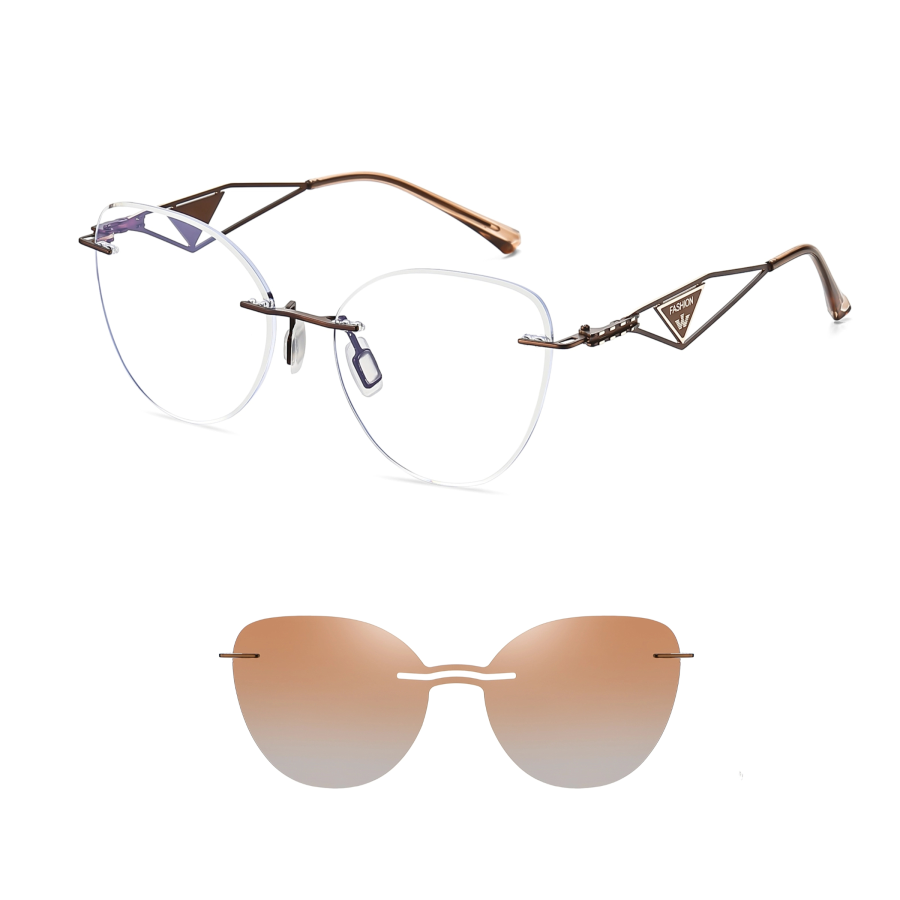 Adalia-Rimless prescription optical glasses for women with magnetic polarizing lens set-7211