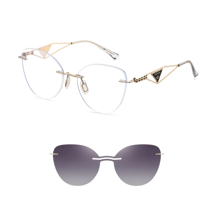 Adalia-Rimless prescription optical glasses for women with magnetic polarizing lens set-7211