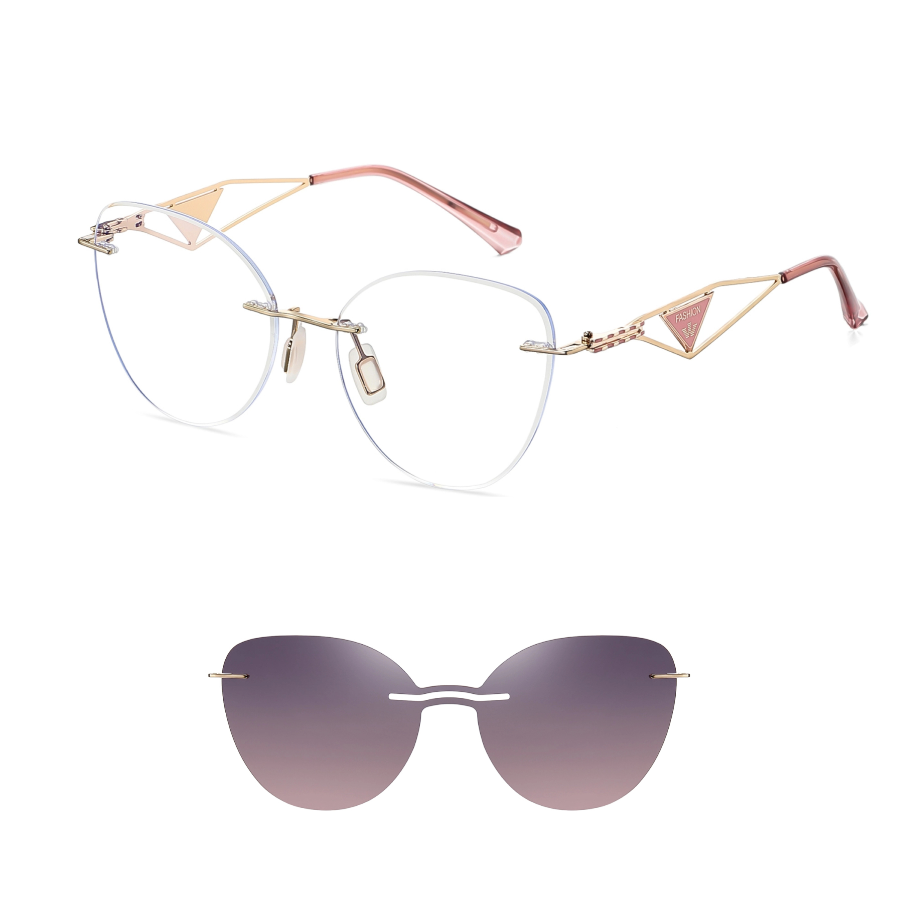 Adalia-Rimless prescription optical glasses for women with magnetic po