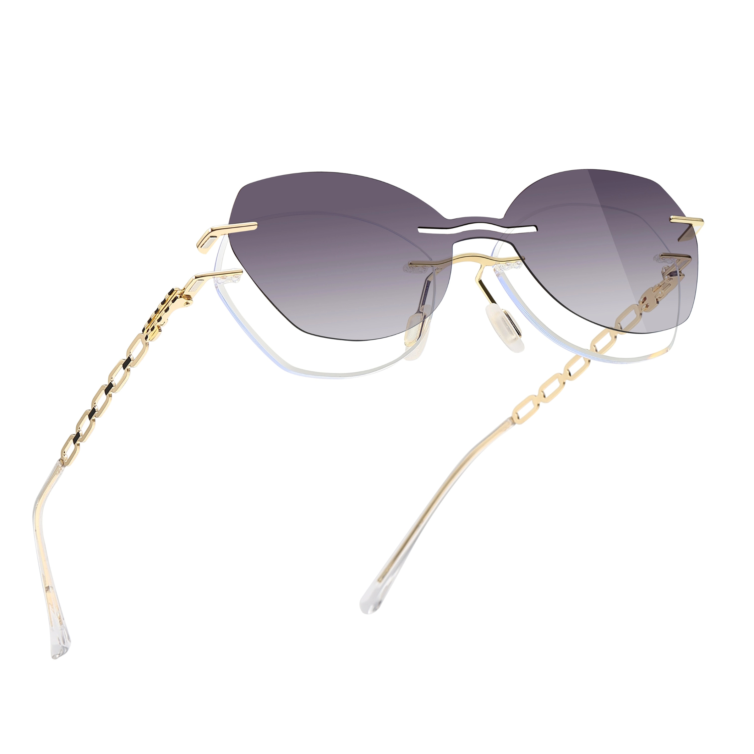 Abina-Rimless prescription optical glasses for women with magnetic polarizing lens set-7212