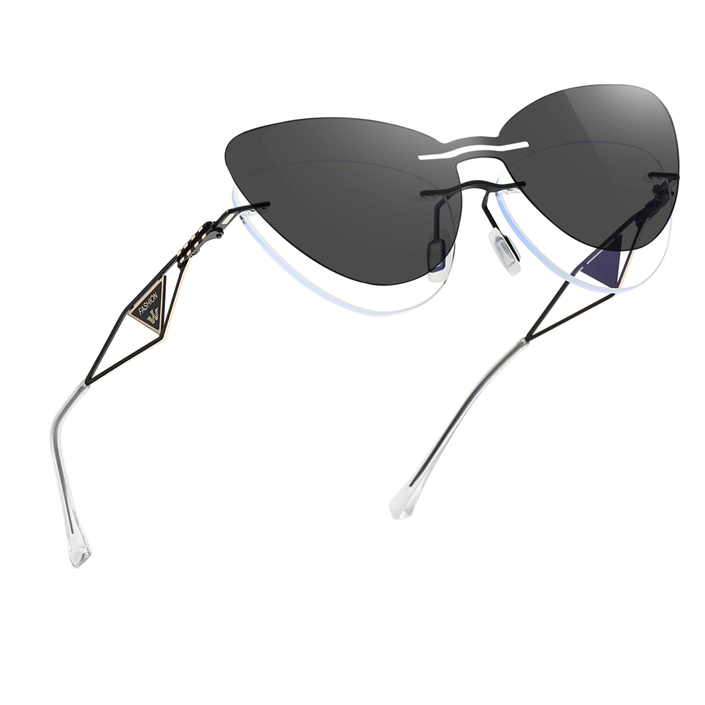 Abigail-Rimless prescription optical glasses for women with magnetic polarizing lens set-7210