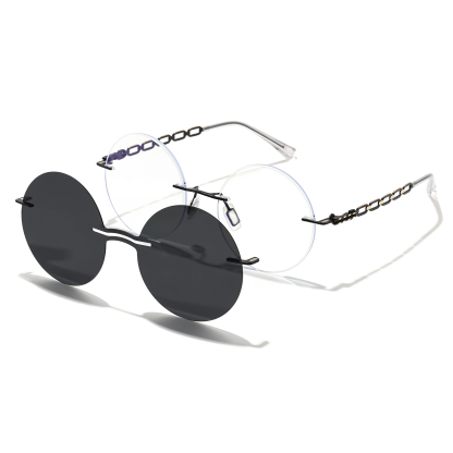 Adelaide-Rimless prescription optical glasses for women with magnetic polarizing lens set-7213