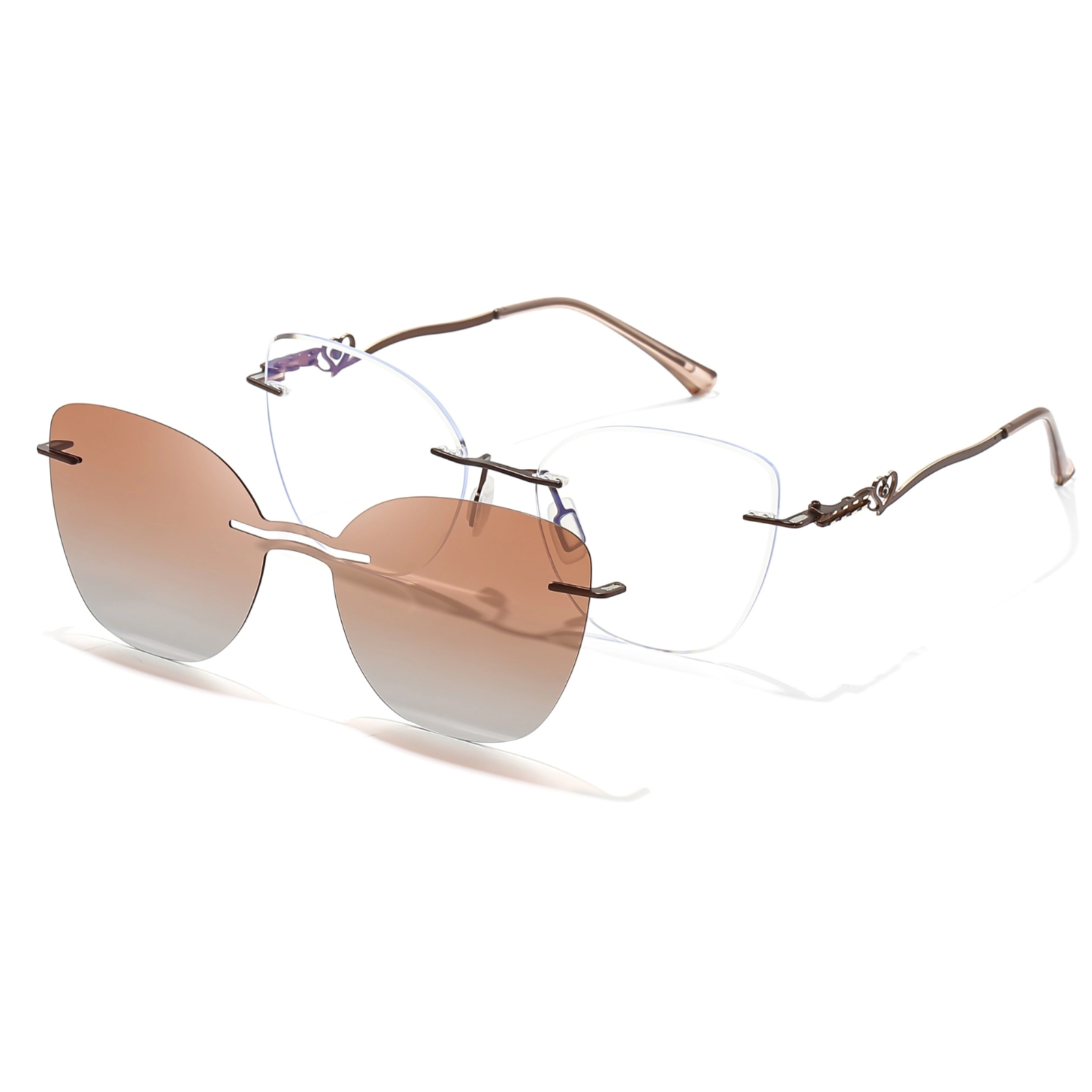 Kat-Women's rimless magnetic polarizing set is available with prescription lens-7207