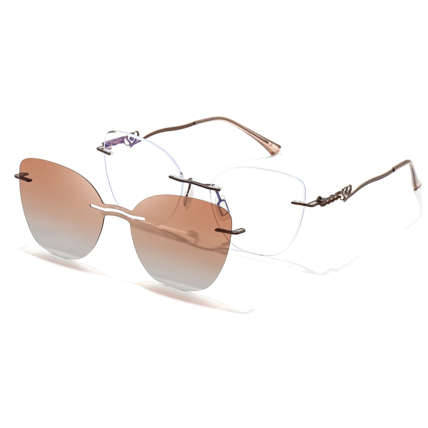 Kat-Women's rimless magnetic polarizing set is available with prescription lens-7207