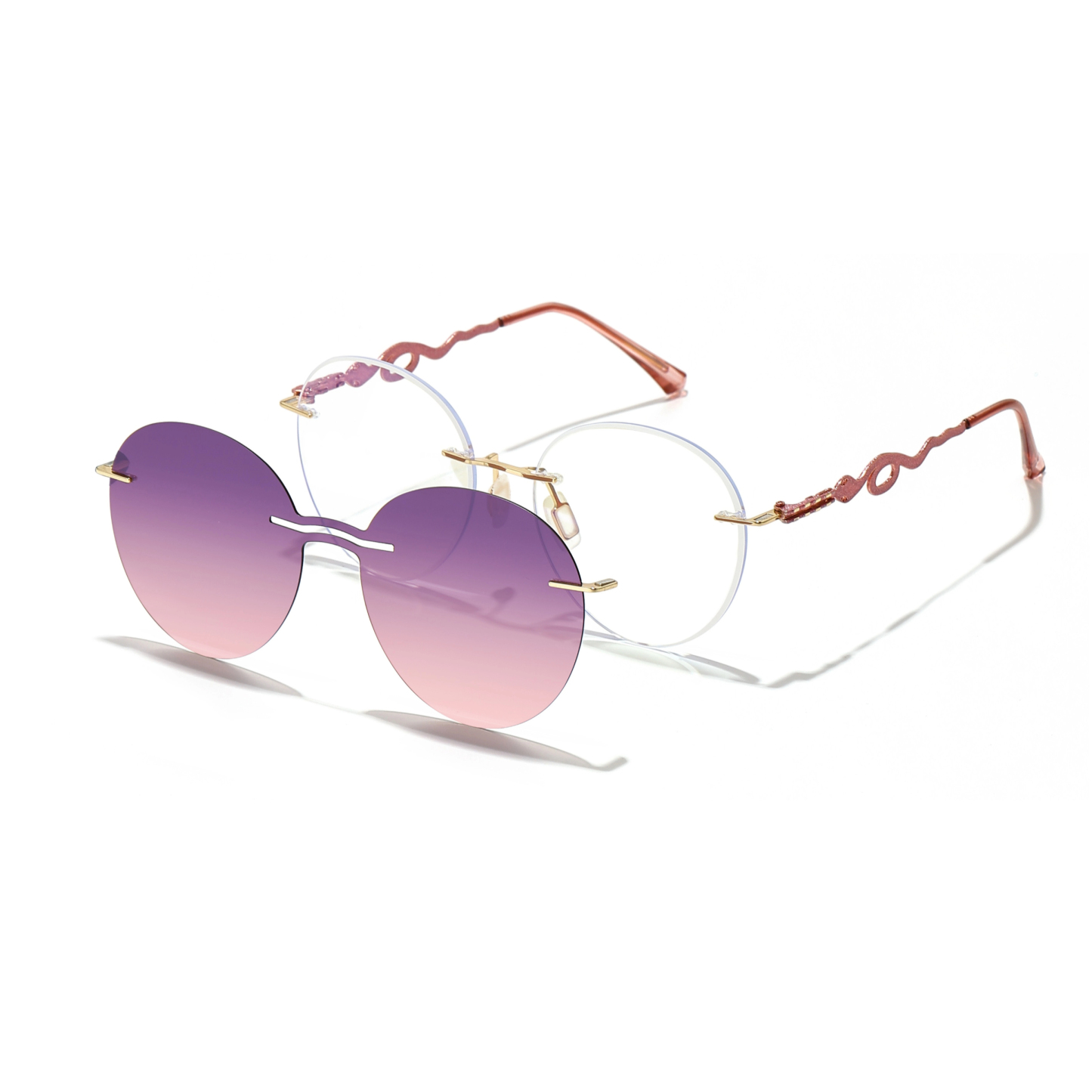 Alicia-Women's rimless magnetic polarizing glasses are available with prescription lenses-7209