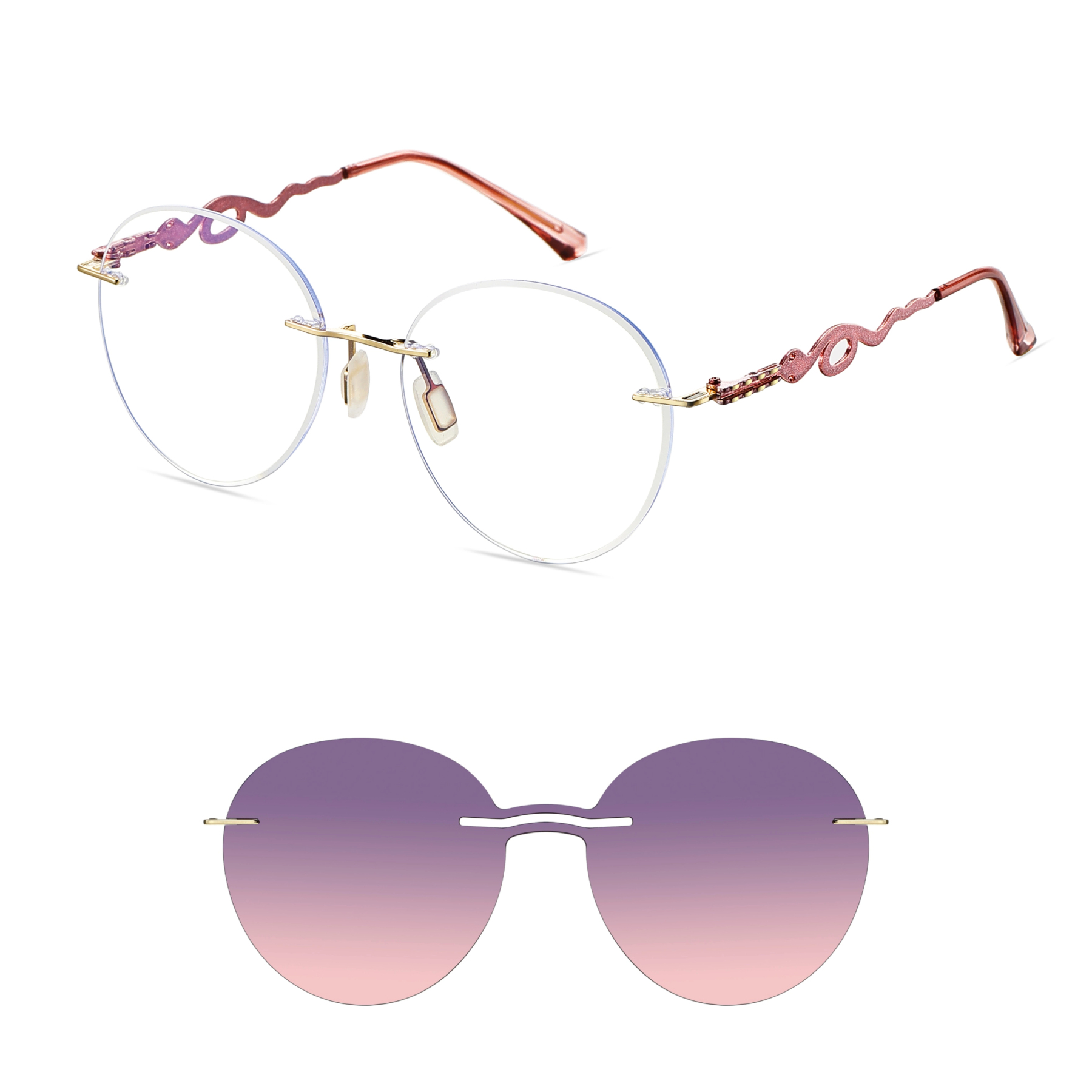 Alicia-Women's rimless magnetic polarizing glasses are available with 