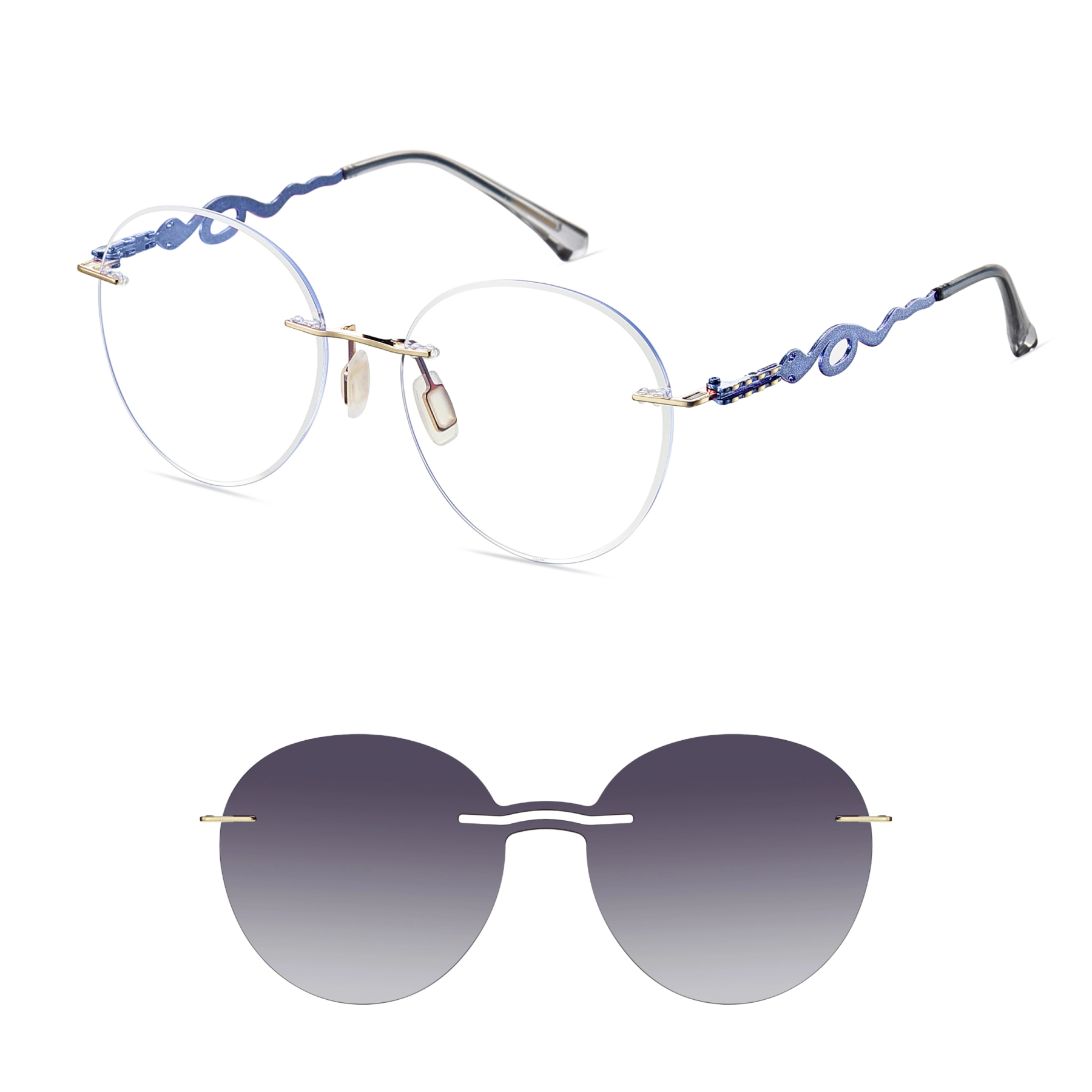 Alicia-Women's rimless magnetic polarizing glasses are available with prescription lenses-7209