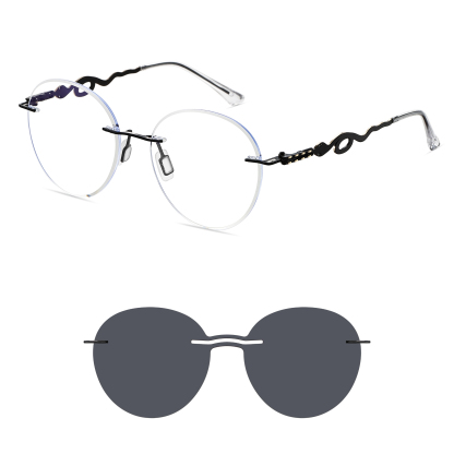 Alicia-Women's rimless magnetic polarizing glasses are available with prescription lenses-7209