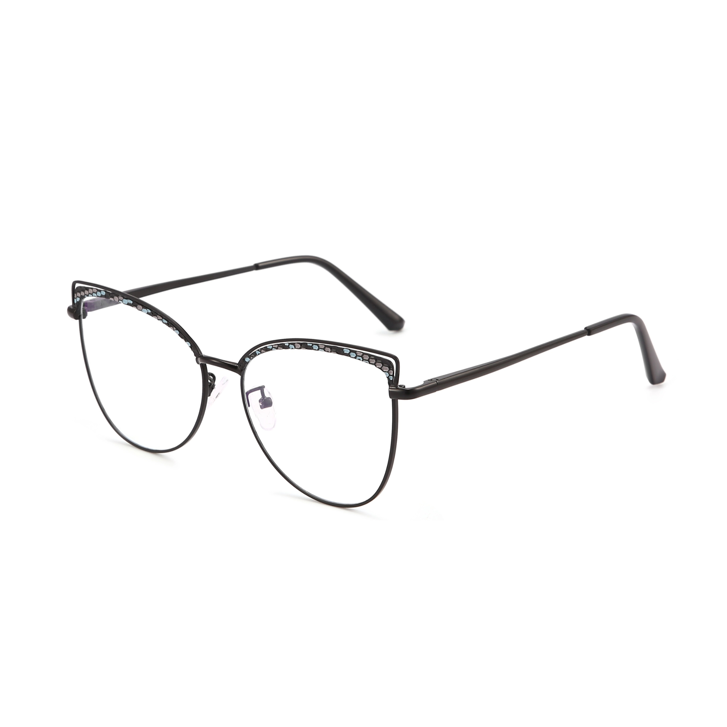 Aine-Women's cat eye metallic plain glasses are available with prescription optical lenses-9751
