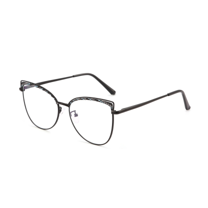 Aine-Women's cat eye metallic plain glasses are available with prescription optical lenses-9751