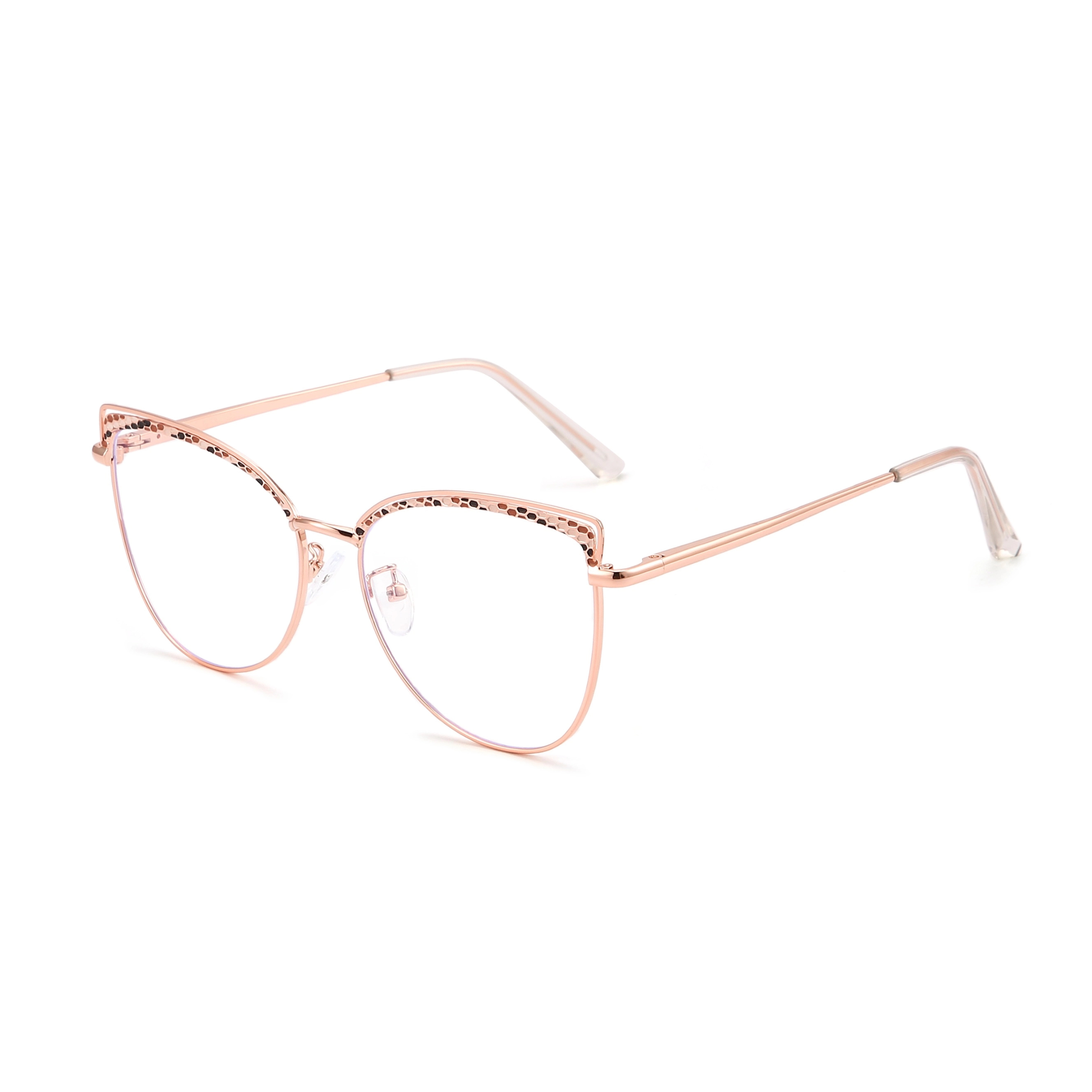 Aine-Women's cat eye metallic plain glasses are available with prescription optical lenses-9751