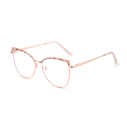 Aine-Women's cat eye metallic plain glasses are available with prescription optical lenses-9751