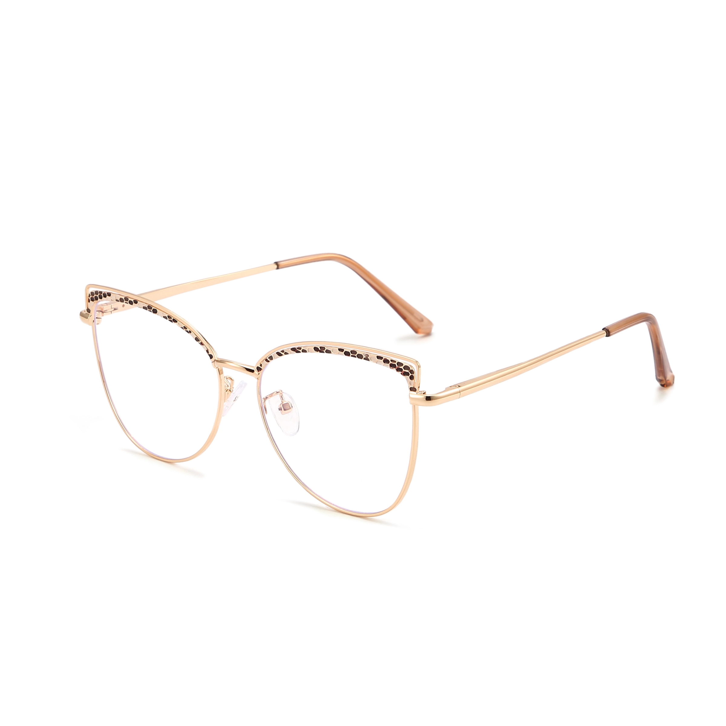 Aine-Women's cat eye metallic plain glasses are available with prescription optical lenses-9751