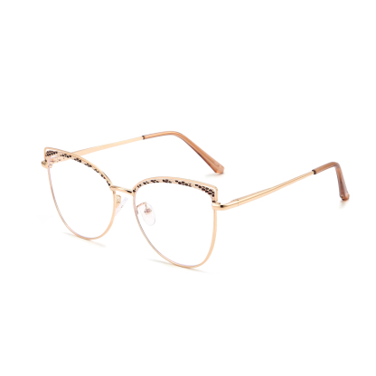 Aine-Women's cat eye metallic plain glasses are available with prescription optical lenses-9751