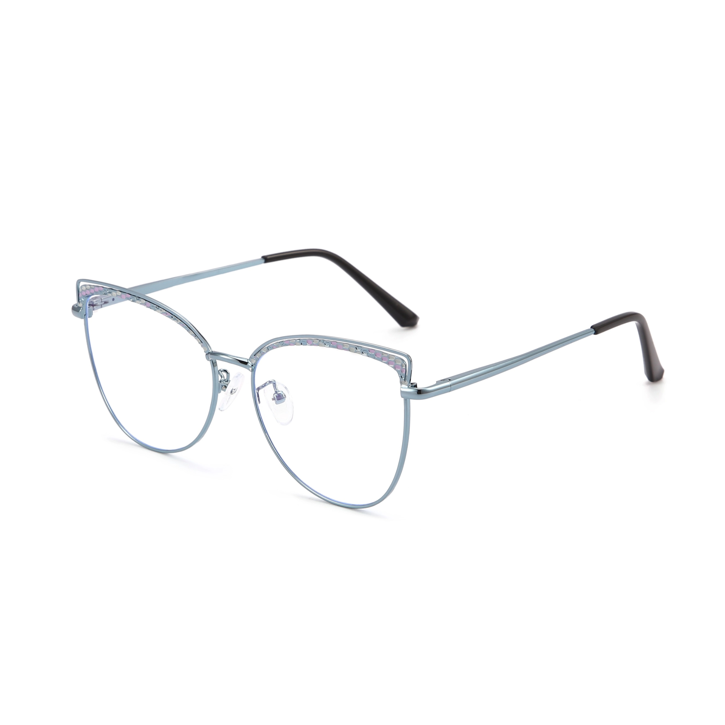 Aine-Women's cat eye metallic plain glasses are available with prescription optical lenses-9751