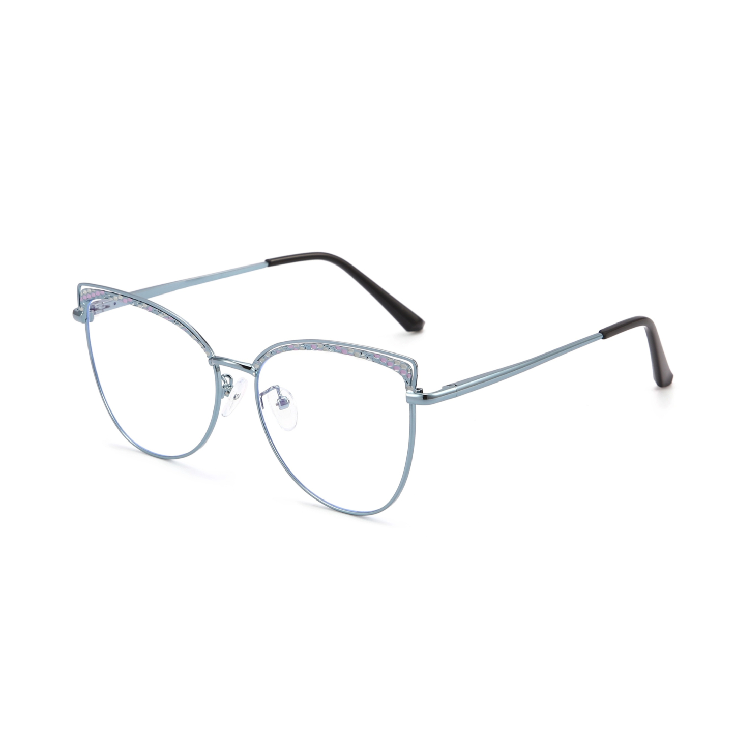 Aine-Women's cat eye metallic plain glasses are available with prescription optical lenses-9751