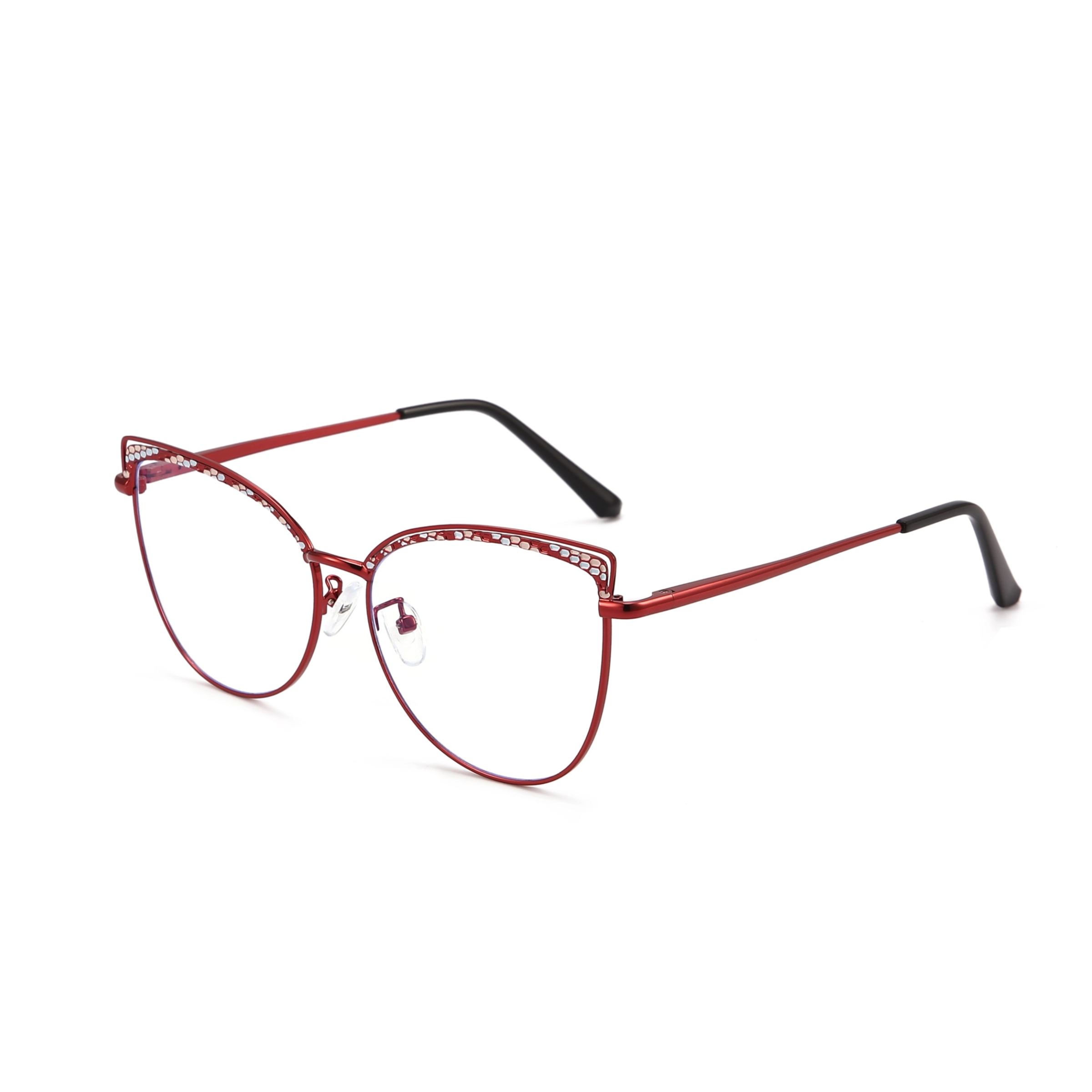 Aine-Women's cat eye metallic plain glasses are available with prescription optical lenses-9751