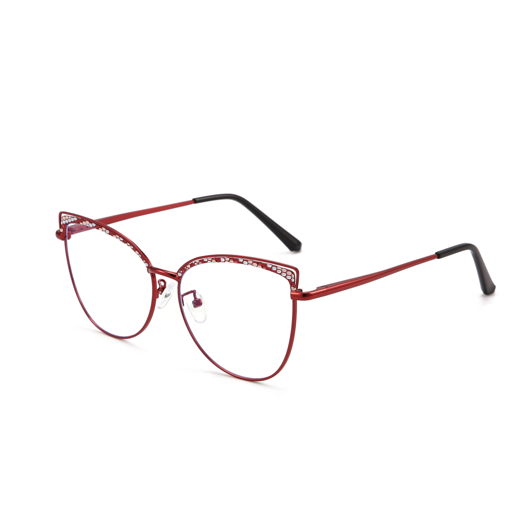 Aine-Women's cat eye metallic plain glasses are available with prescription optical lenses-9751