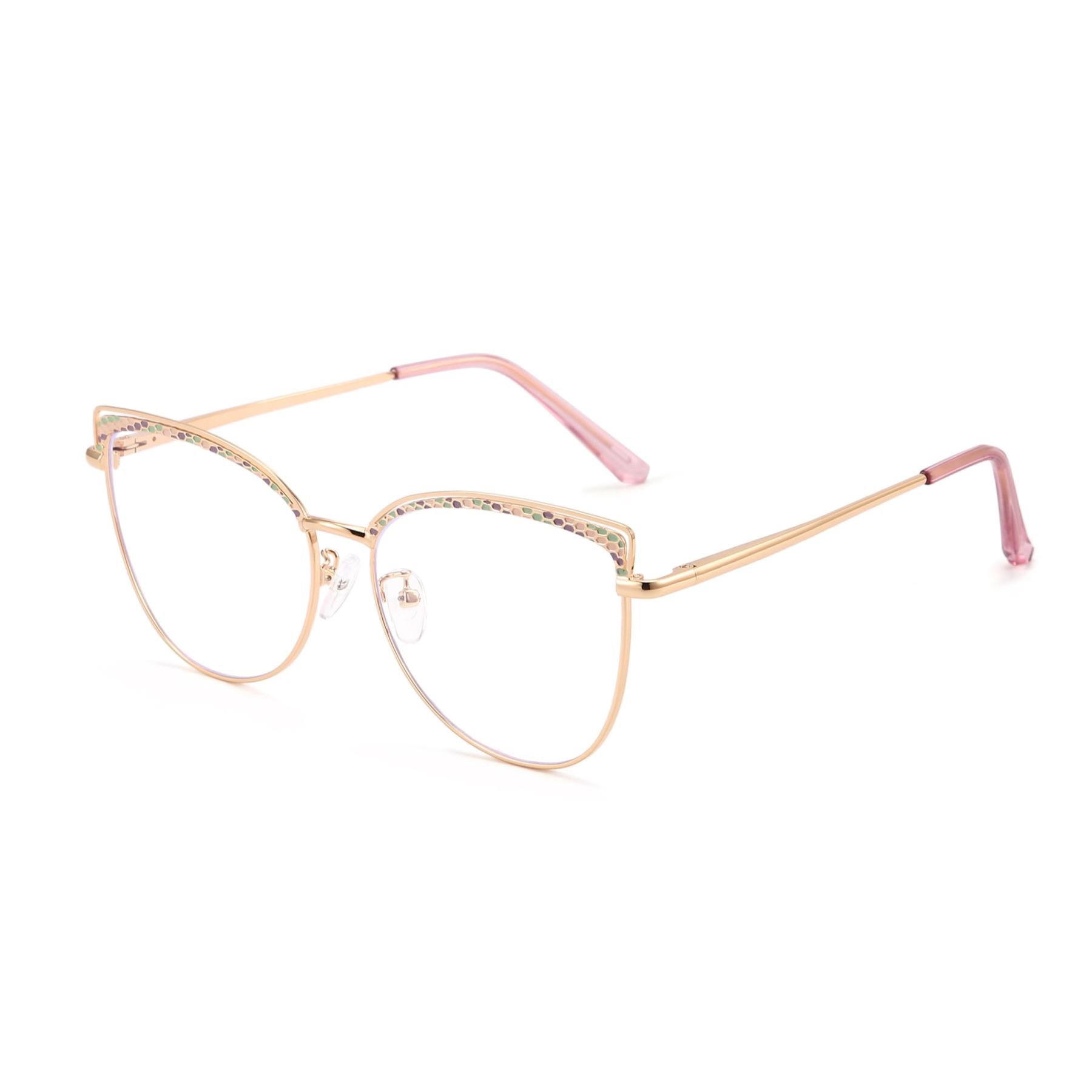 Aine-Women's cat eye metallic plain glasses are available with prescription optical lenses-9751