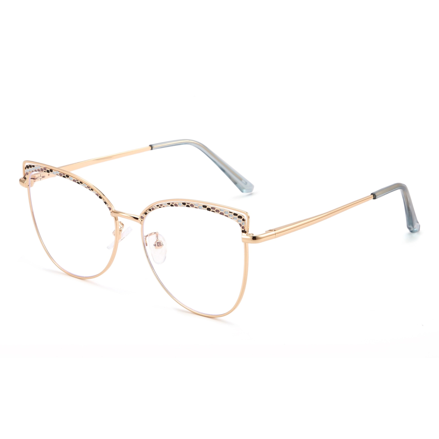 Aine-Women's cat eye metallic plain glasses are available with prescri