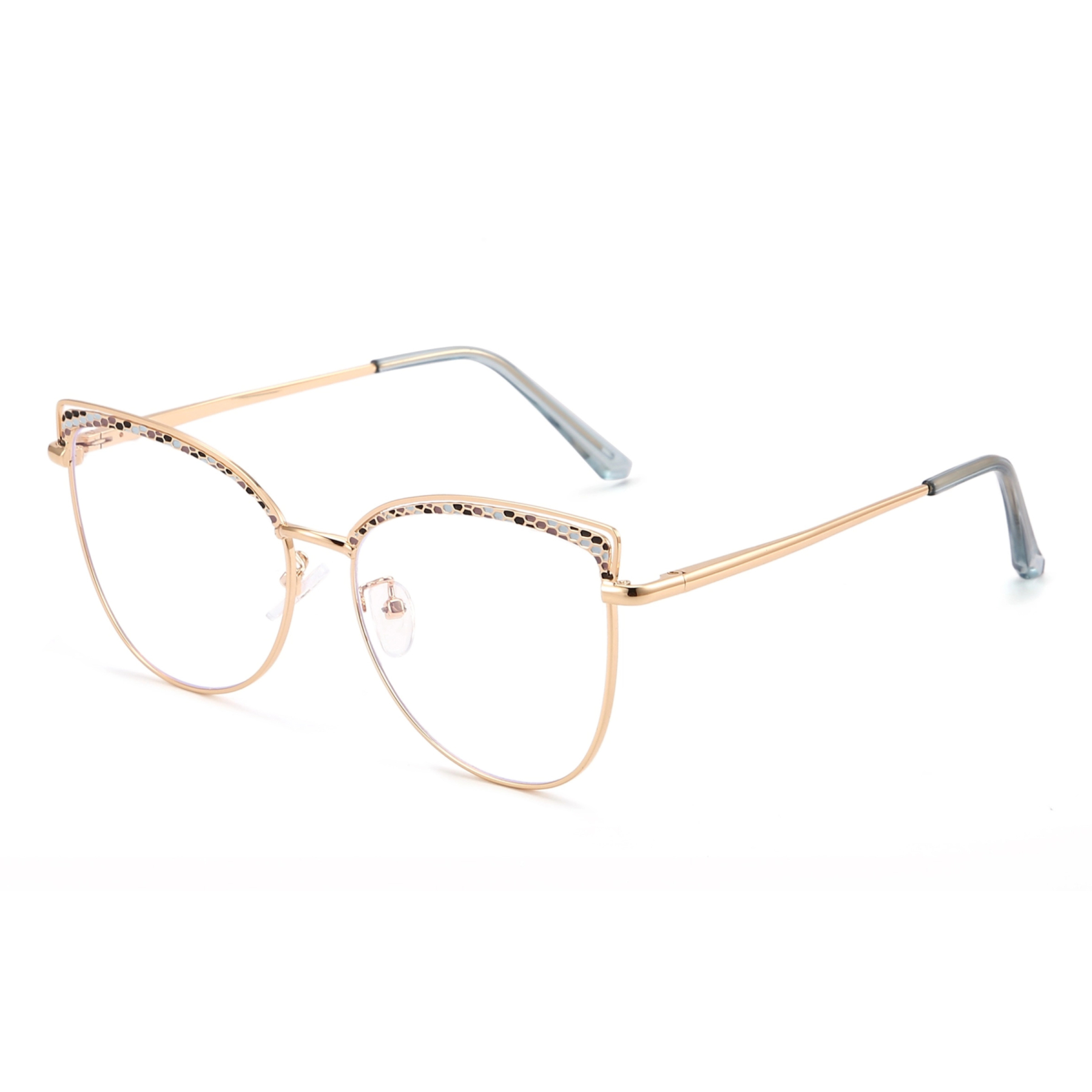 Aine-Women's cat eye metallic plain glasses are available with prescription optical lenses-9751