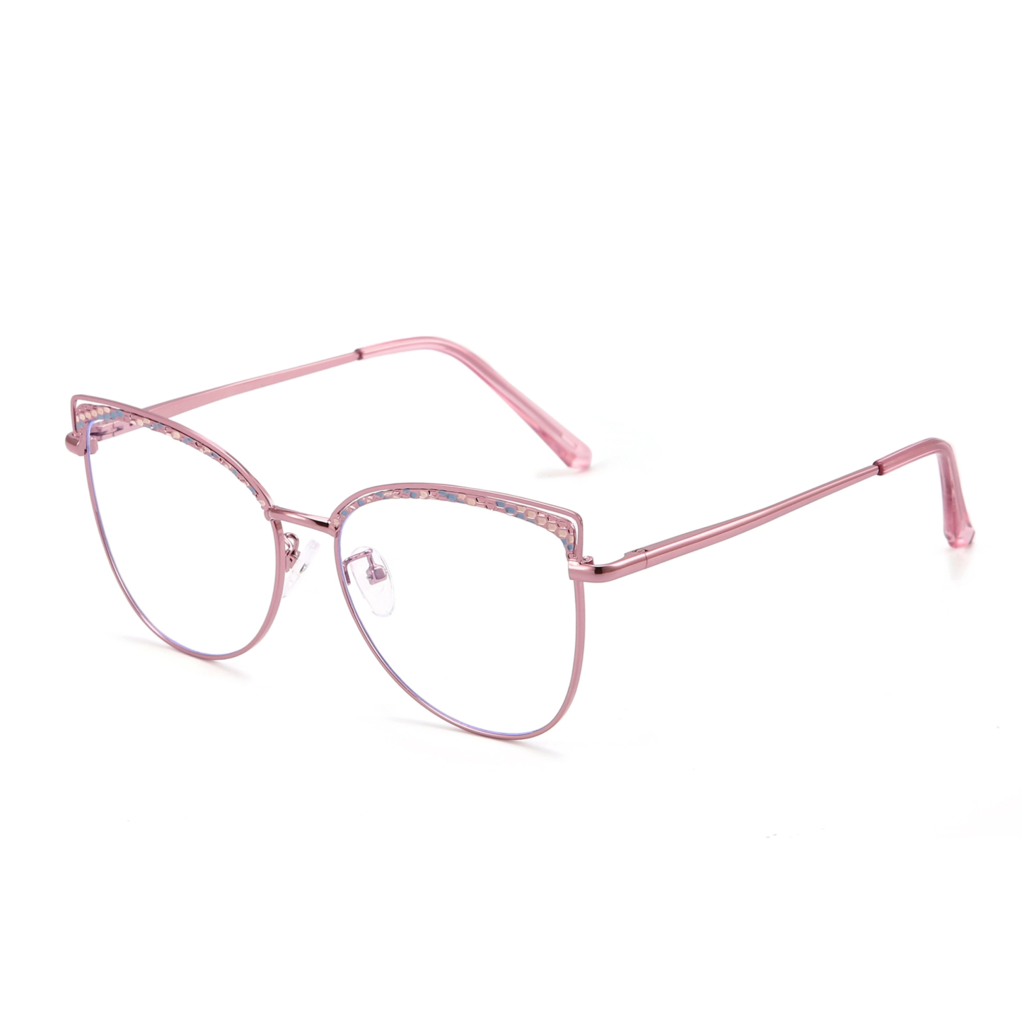 Aine-Women's cat eye metallic plain glasses are available with prescription optical lenses-9751