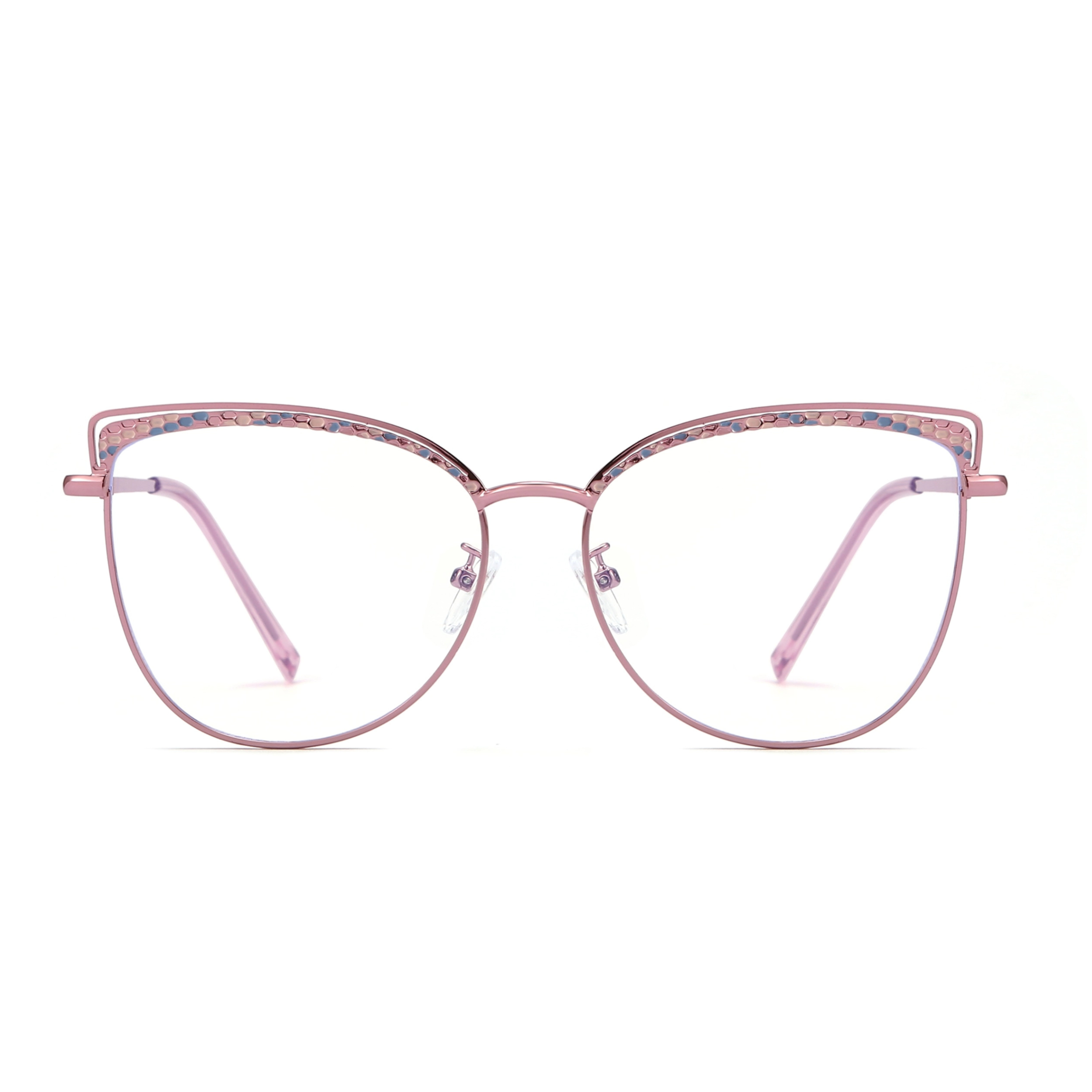 Aine-Women's cat eye metallic plain glasses are available with prescription optical lenses-9751