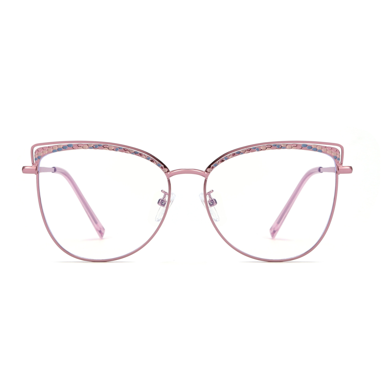 Aine-Women's cat eye metallic plain glasses are available with prescription optical lenses-9751